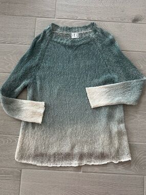 F CASHERE 100% Cotton Made in Italy Wearable Art Painted Luxury Ombre Sweater S